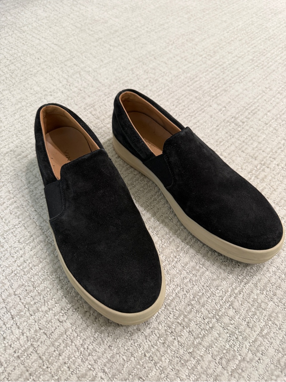 Vince Black Suede Slip-On Loafers with Cream Sole - never been worn!